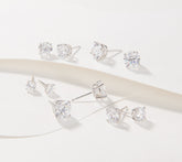 Diamonique Set of 5 120-Facet Prestige Cut Studs, Sterling Silver